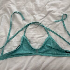 Jolyn Clothing Aqua and Gray Bikini Top